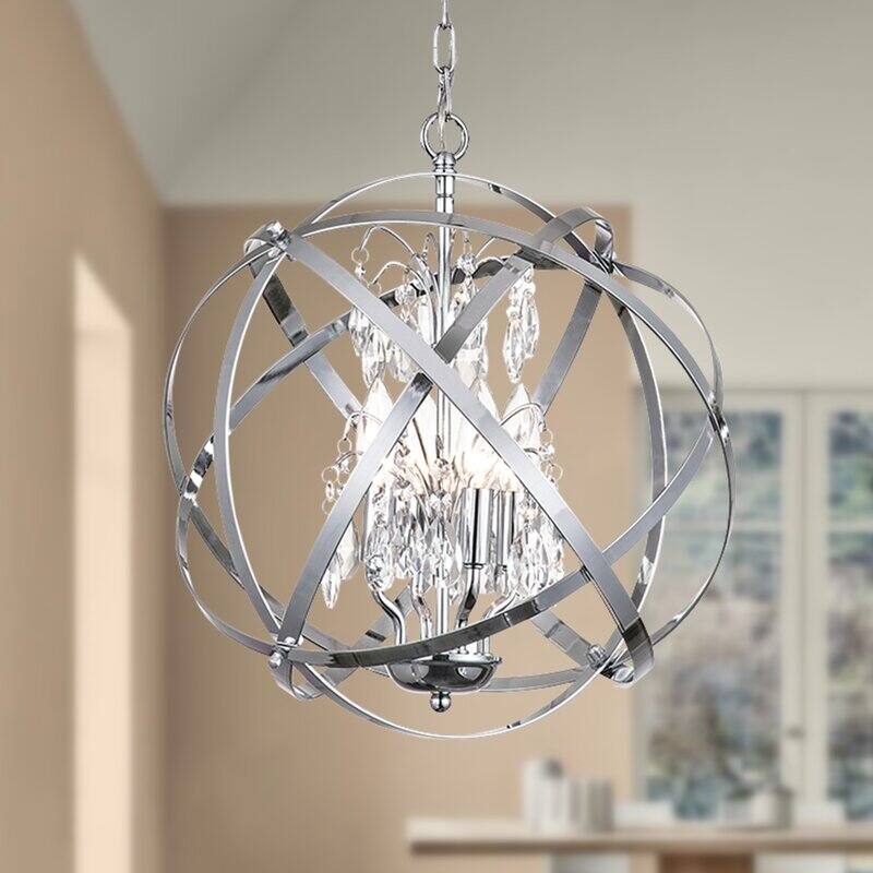 Maxax 4-Light Unique/Statement Globe Chandelier with Crystal