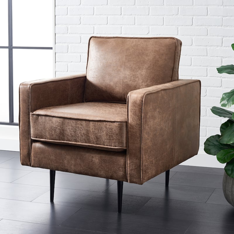 SAFAVIEH Lugenia Brown/Gold Accent Chair - 31" W x 30" D x 33" H - 31Wx30Dx33H
