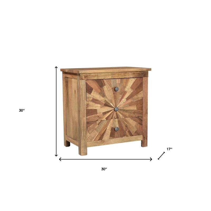 HomeRoots 30" Brown Solid Wood Three Drawer Nightstand