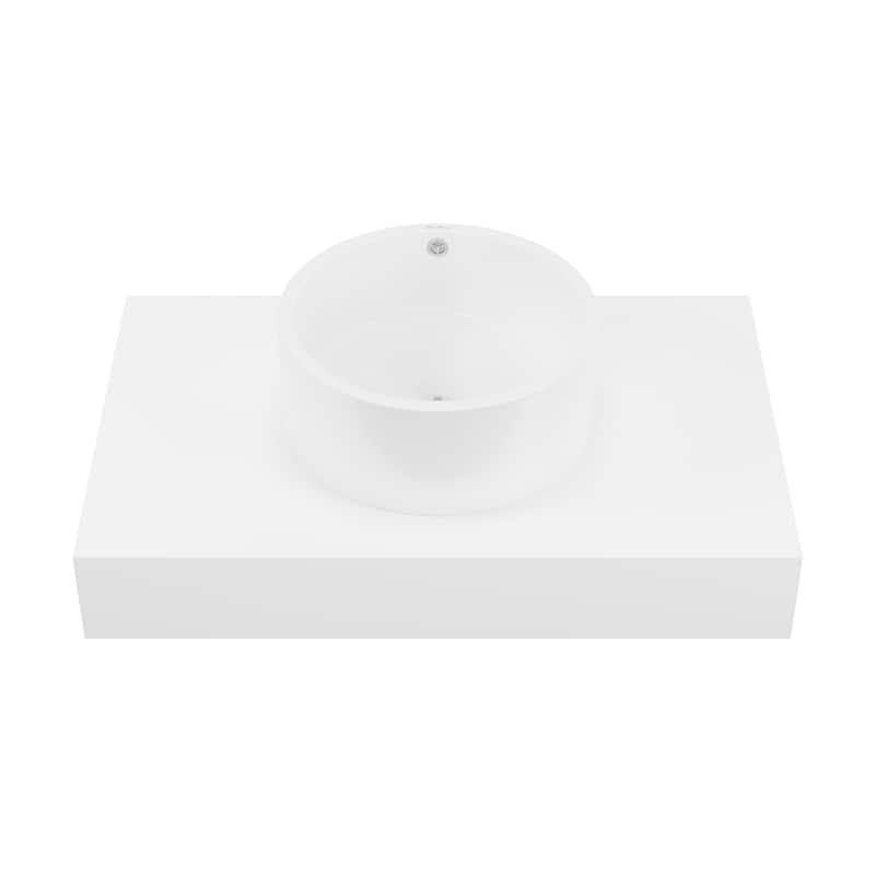 Monaco 36" Floating Bathroom Shelf With Vessel Sink In Glossy White - 23.75" x 21.81" x 9.49"