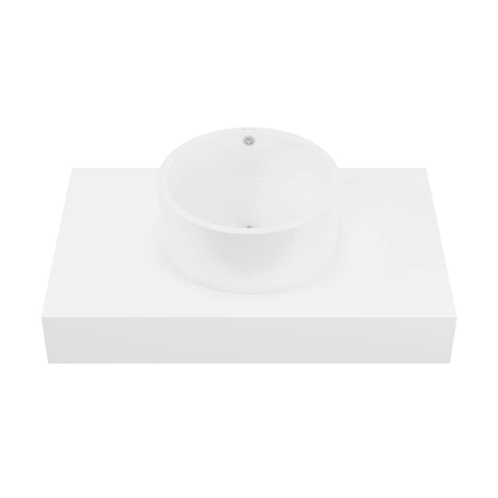 Monaco 36" Floating Bathroom Shelf With Vessel Sink In Glossy White - 23.75" x 21.81" x 9.49"