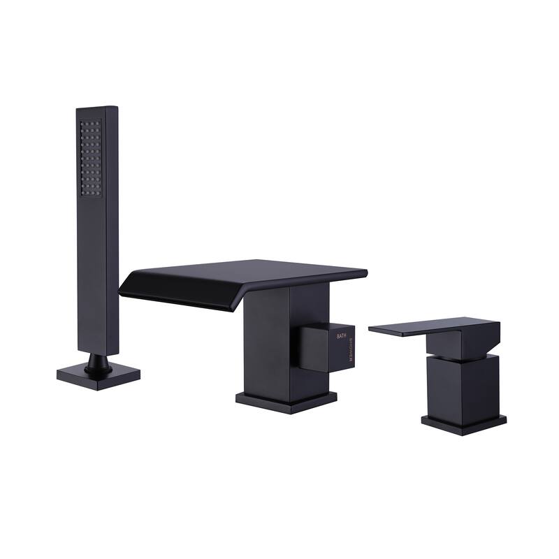 Modland Single-Handle Deck-Mount Roman Tub Faucet with Hand Shower in Matte Black (Valve Included) - Matte Black