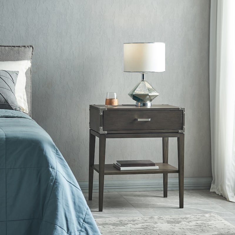 Leick Home 24022 Beckett One Drawer Nightstand Side Table