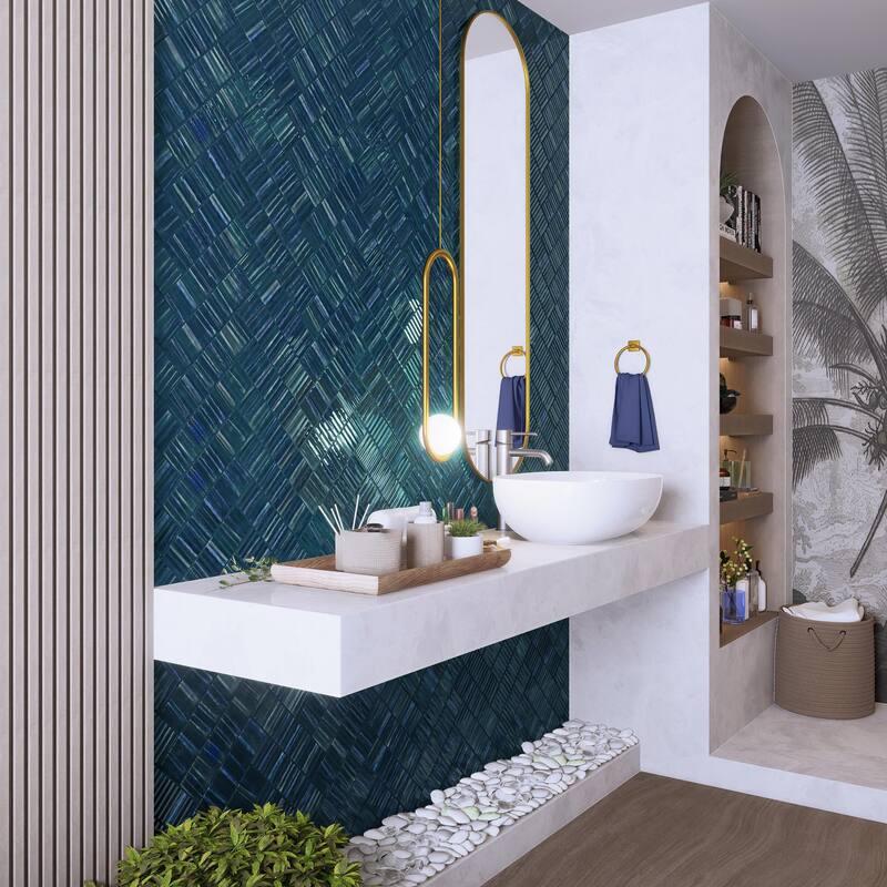 Merola Tile Joliet Prisma Sapphire 3" x 12" Fluted Ceramic Wall Tile