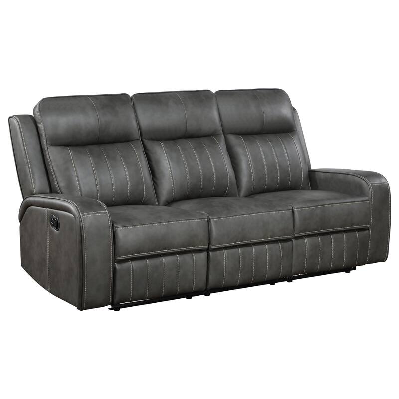 Josen 2pc Manual Reclining Sofa and Loveseat Set, Gray Faux Leather