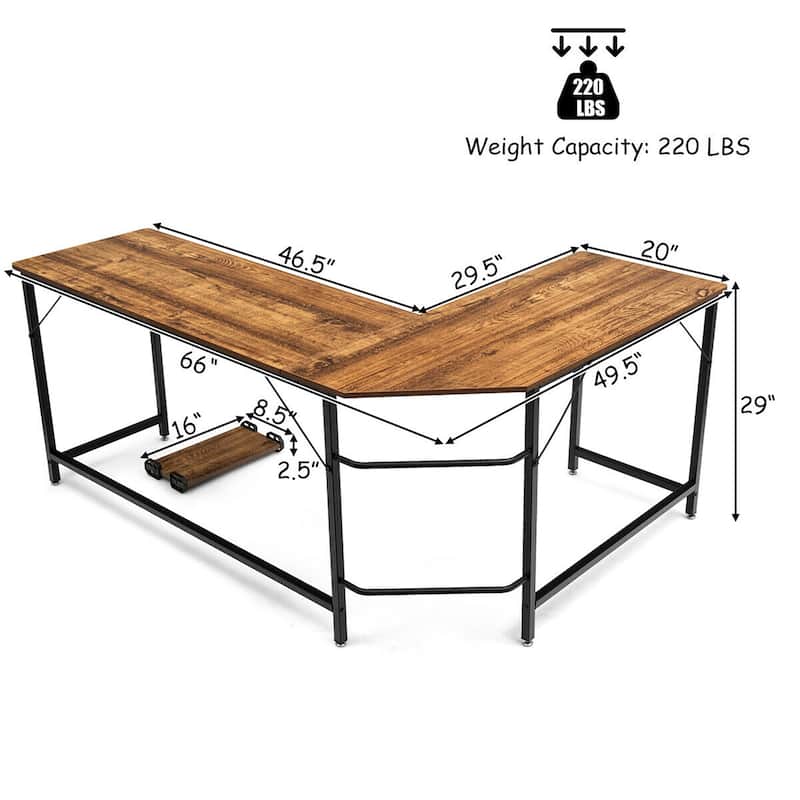 Costway L-Shaped Computer Desk Corner Workstation Study Gaming Table