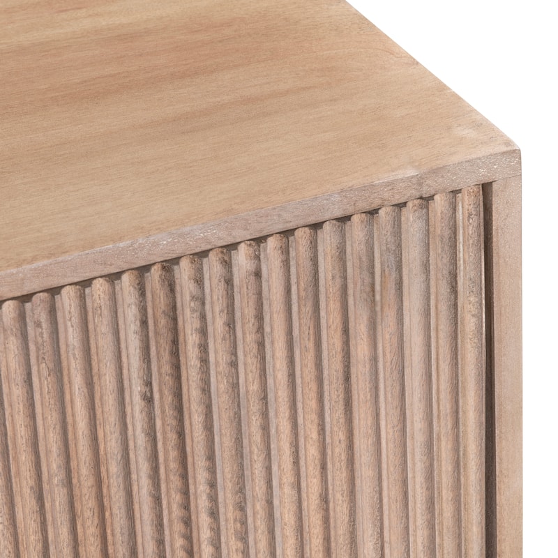 78 in. Brown Solid Wood 4 Door Media Credenza_Sideboard