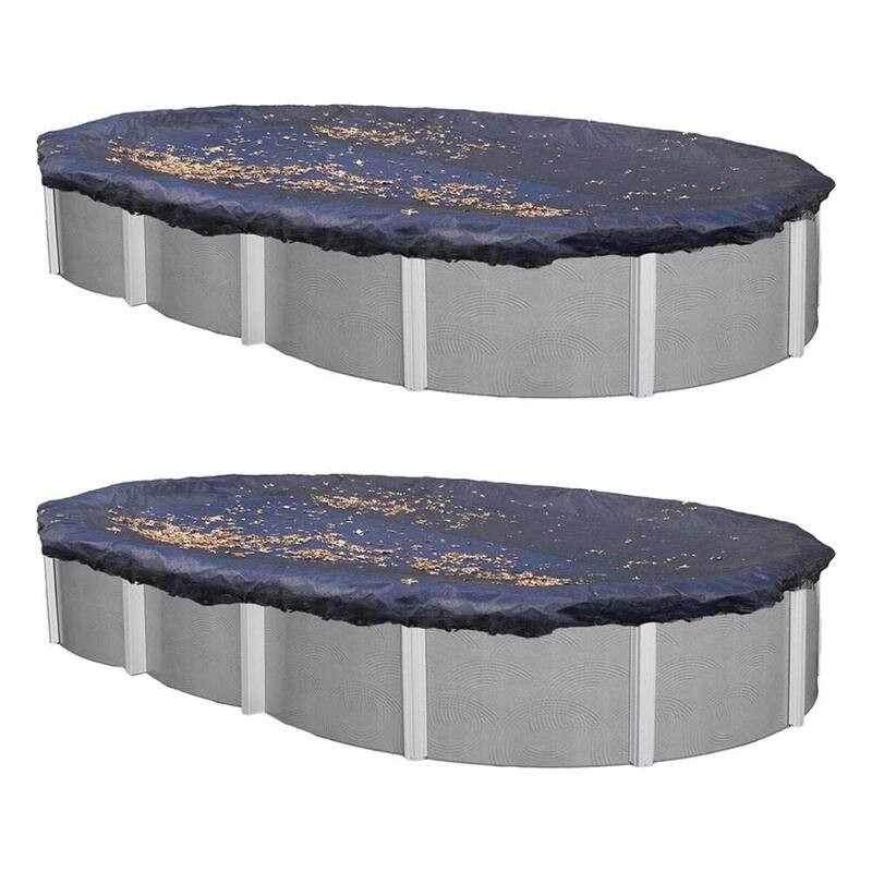 Swimline 18 x 38 Ft. Oval Above Ground Winter Swimming Pool Cover, Blue (2 Pack)