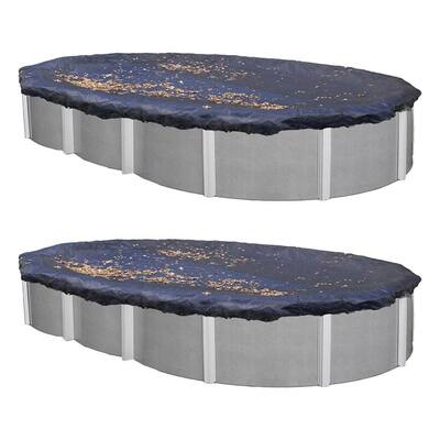 Swimline 18 x 38 Ft. Oval Above Ground Winter Swimming Pool Cover, Blue (2 Pack)
