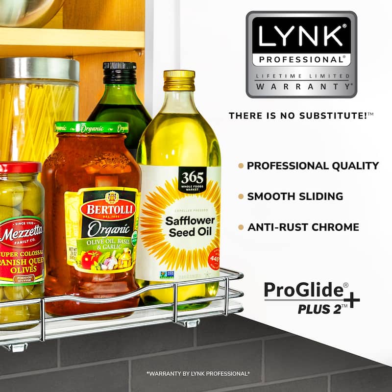 ® Pull Out Spice Rack Organizer for Cabinet - 12-1/4 inch Wide - Slide Out Rack - Sliding Spice Organizer Shelf - Chrome