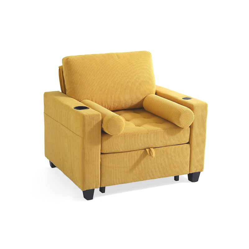 2 Set 3-in-1 Adjustable Recline Convertible Chair Bed Sleeper with USB Port
