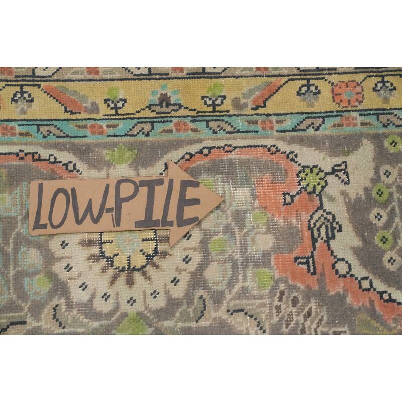 Hand Knotted Oriental 100% Wool Carpet Traditional Floral Peach Tabriz Area Rug - 12' 8'' X 9' 7''