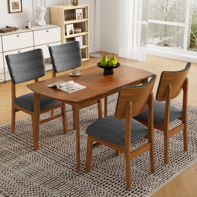 Upholstered Linen Armless Dining Chairs with Wood Frame (Set of 4)