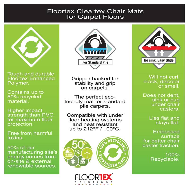 Cleartex® Enhanced Polymer Lipped Chair Mat for Carpets up to 3/8" - 48" x 60"