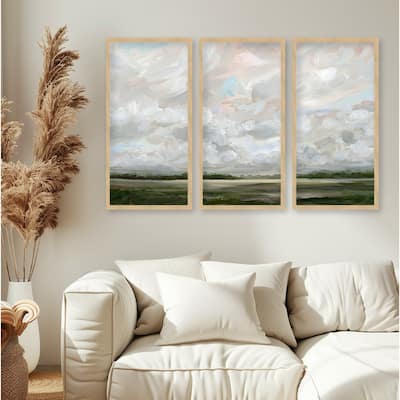 "Muted Prairie" Set of Three Framed Textured Wall Art