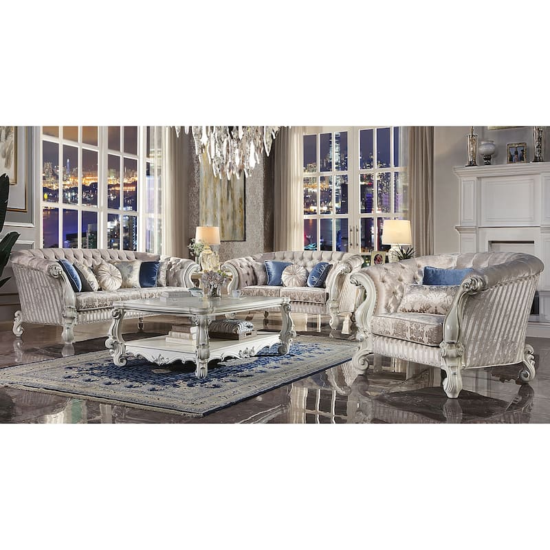 Calvert Ivory and Bone White Sofa with Oversized Scrolled Leg