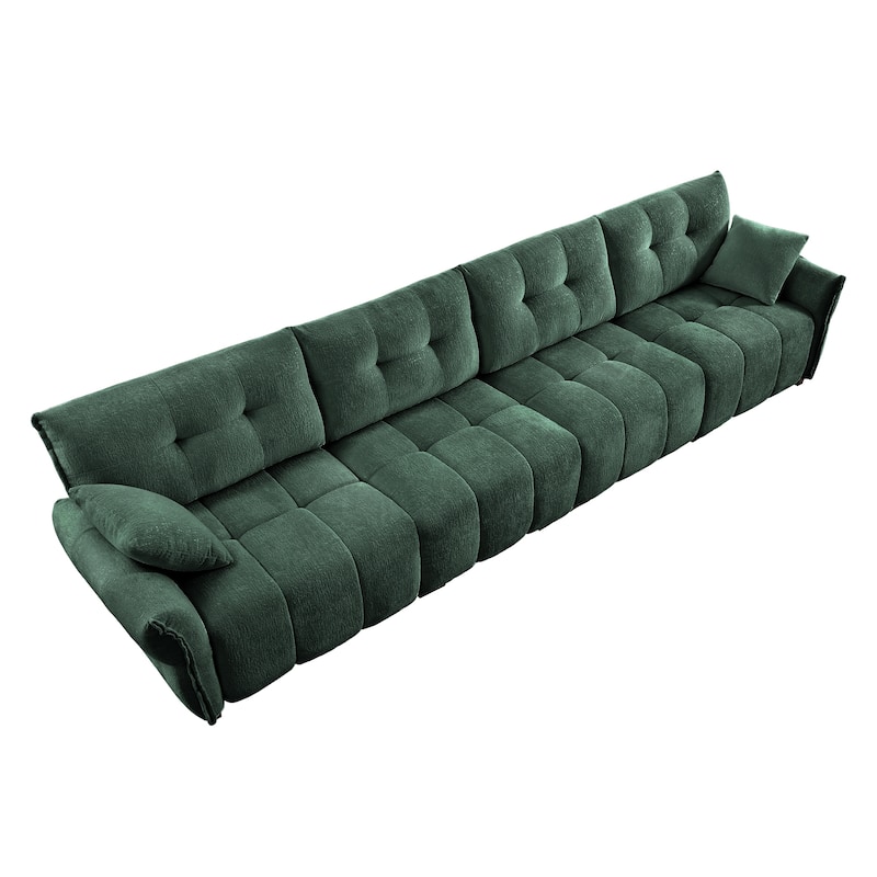 141.7" Chenille 5-Seat Sofa with Tufted Design,High-Resilience Sponge Cushions