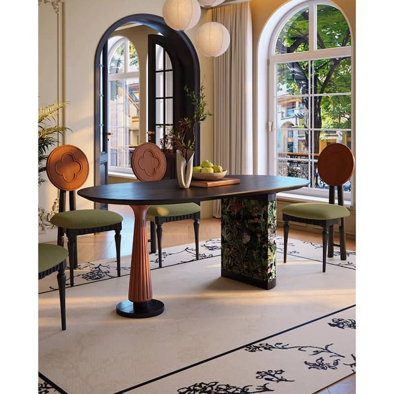 Gefab Luxe Pedestal 63'' Dining Table - Green
