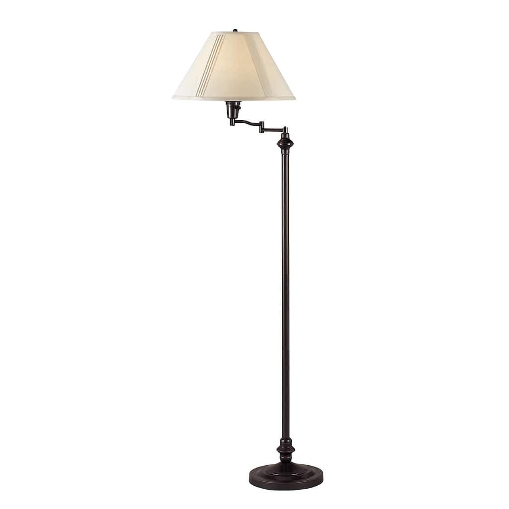 HomeRoots 59" Bronze Swing Arm Floor Lamp With Beige Empire Shade - 22.75