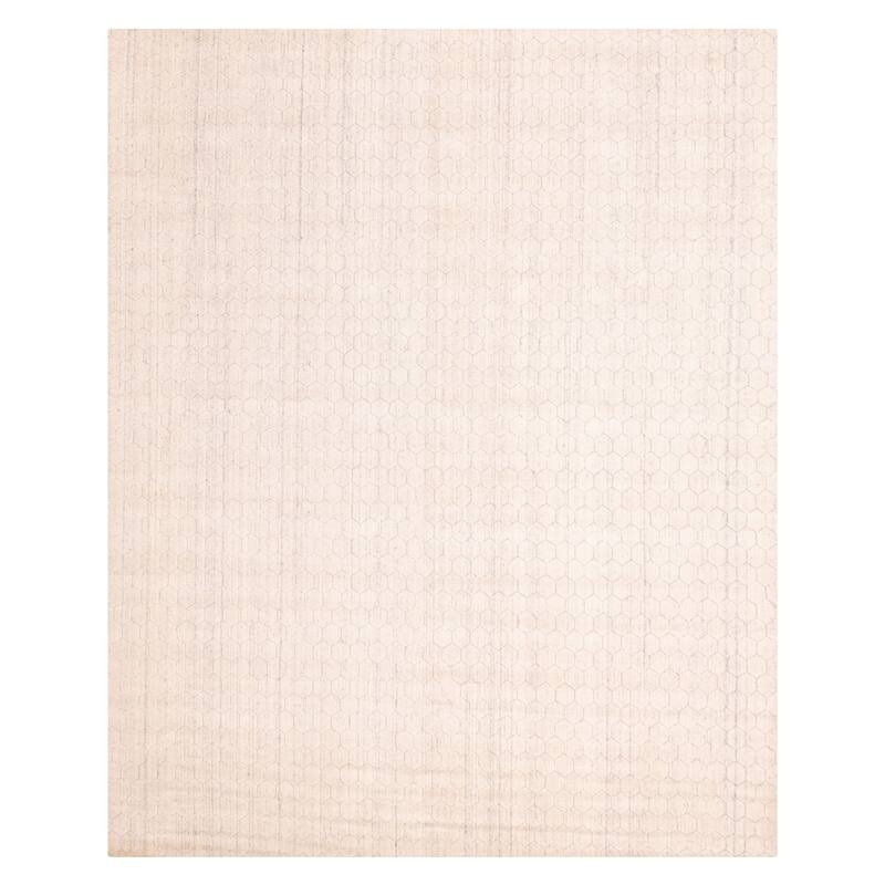 ECARPETGALLERY Hand Loomed Elysian Ivory Silk Rug - 8'0 x 9'10