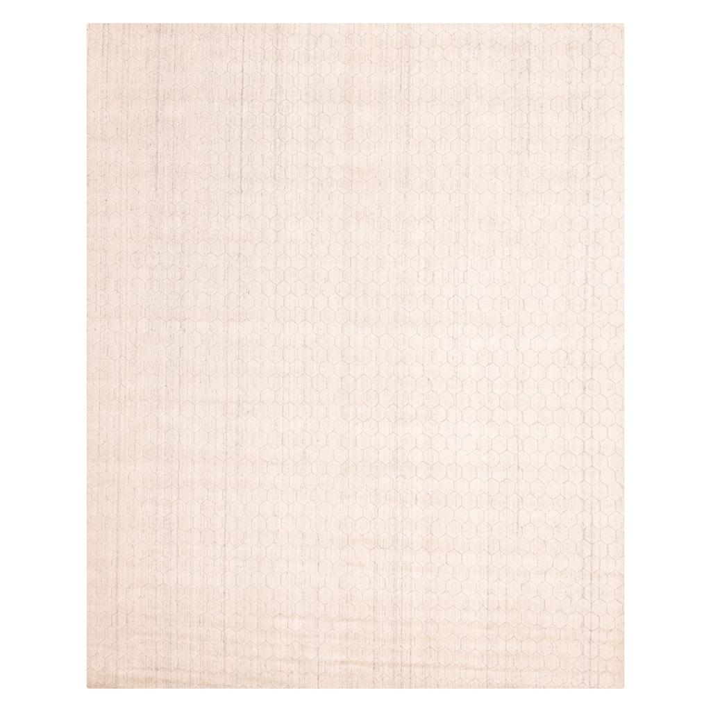 ECARPETGALLERY Hand Loomed Elysian Ivory Silk Rug - 8'0 x 9'10