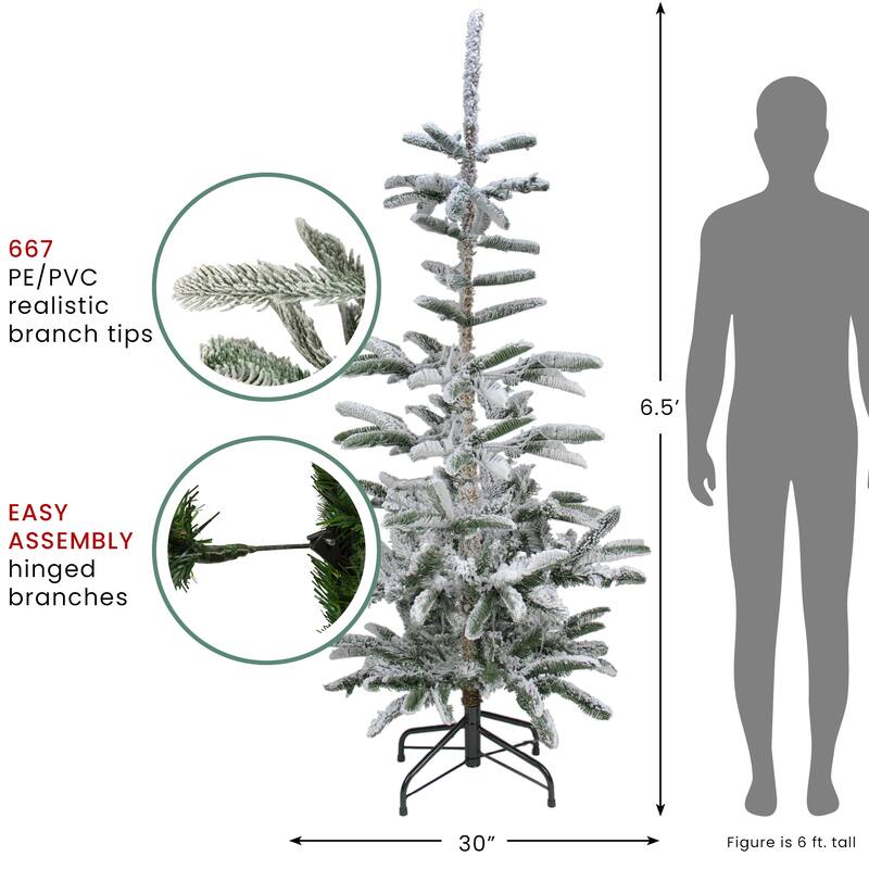 Real Touch™️ Slim Flocked Nordmann Fir Artificial Christmas Tree - 6.5' - Unlit - 6.5 Foot