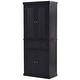 preview thumbnail 2 of 8, HOMCOM 72" Traditional Freestanding Kitchen Pantry Cabinet Cupboard with Doors and 3 Adjustable Shelves, Black