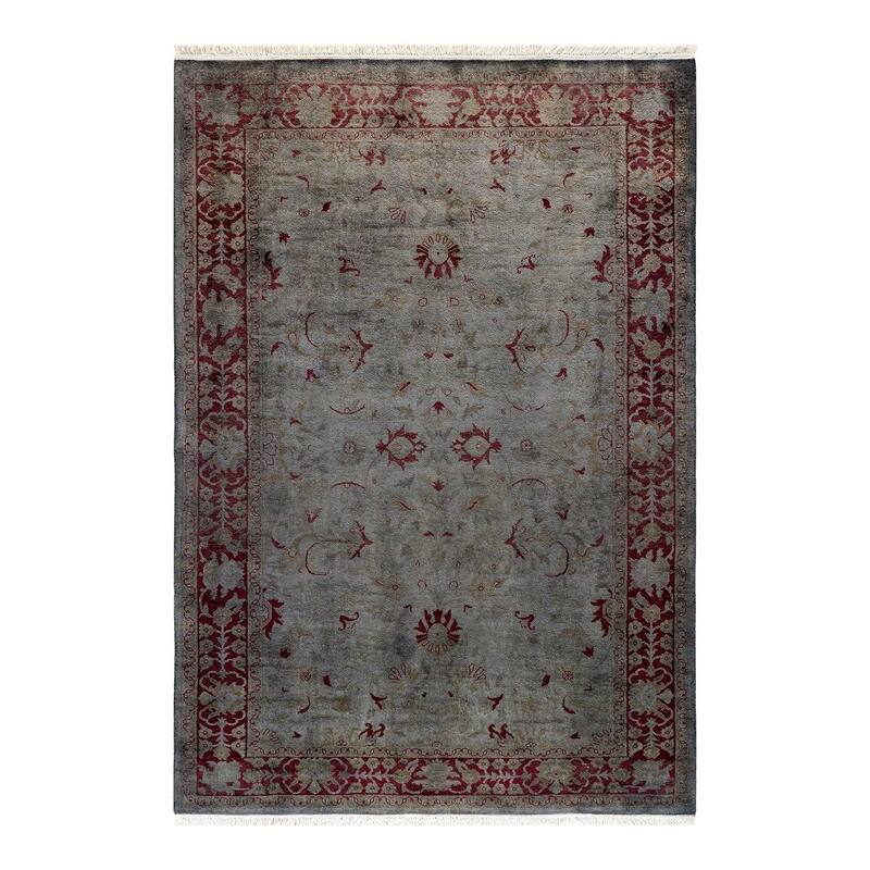 Overton Hand Knotted Wool Vintage Inspired Modern Contemporary Overdyed Gray Area Rug - 4' 2" x 6' 0"