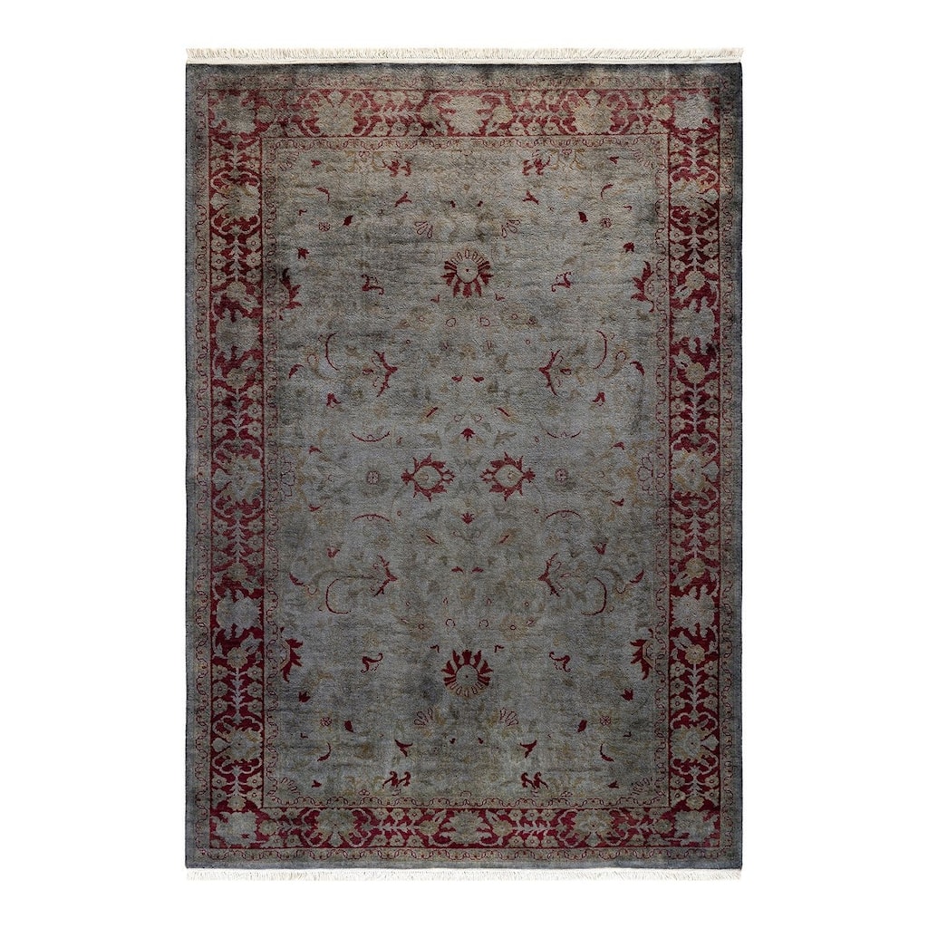 Overton Hand Knotted Wool Vintage Inspired Modern Contemporary Overdyed Gray Area Rug - 4' 2" x 6' 0"