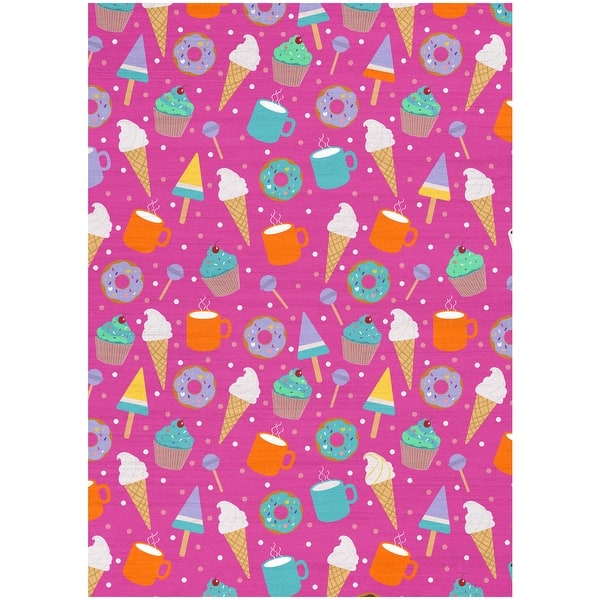 slide 2 of 9, Nourison Imagination Indoor only Pink Ice Cream and Donuts Graphic Area Rug 3'5" x 5' - Pink/Multicolor