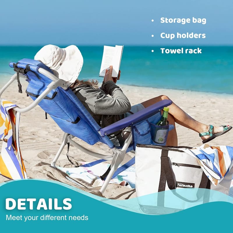 BOSSIN Backpack Beach Chairs for Adults,Adjustable high Beach Lounge Chairs with Towel Rack for Outdoor,Travel