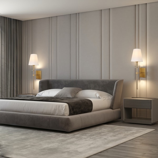 1 Light Wall Sconce with White Fabric Shade 2 Pack On Sale Bed Bath Beyond 36244864