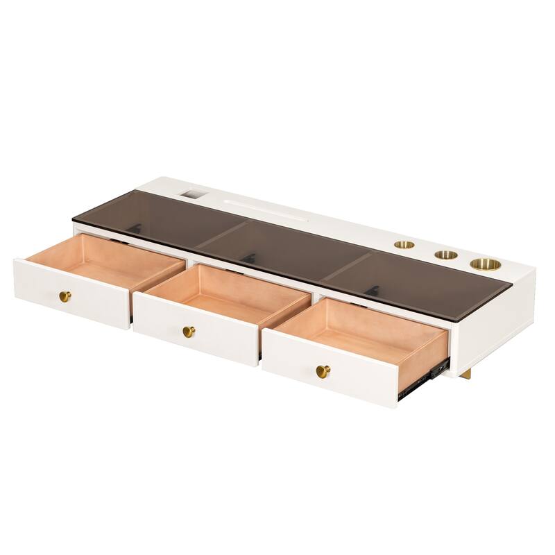 GO 47" Floating Shelf with Drawer, Multi-Purpose Wall-Mounted Vanity Table, Mounted Desk, Floating Table for Bedroom