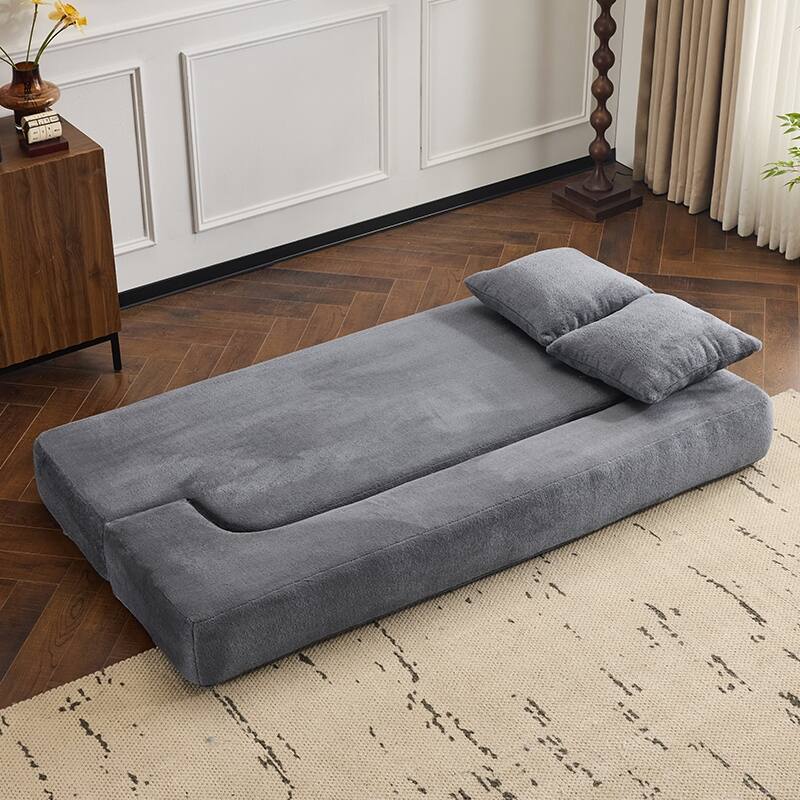 Sectional Sofa With 3 Ottoman Stools - Supportive Foam Fold-Out Bed, Compact Chenille Lounger