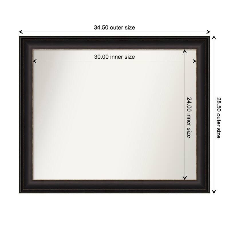 Trio Oil Rubbed Bronze Framed Non-Beveled Custom Wall Mirror, Bathroom Vanity Mirror - Outer Size: 34.5 x 28.5