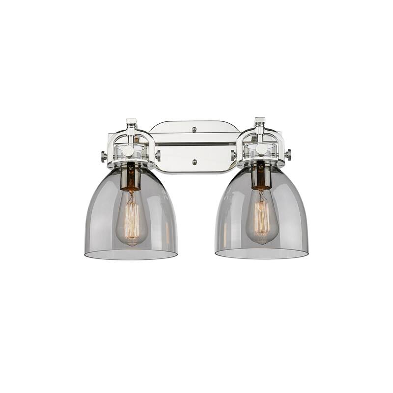 Innovations Lighting 410-2W-12-17 Newton Bell Vanity Newton Bell 2 - Polished Nickel / Plated Smoke