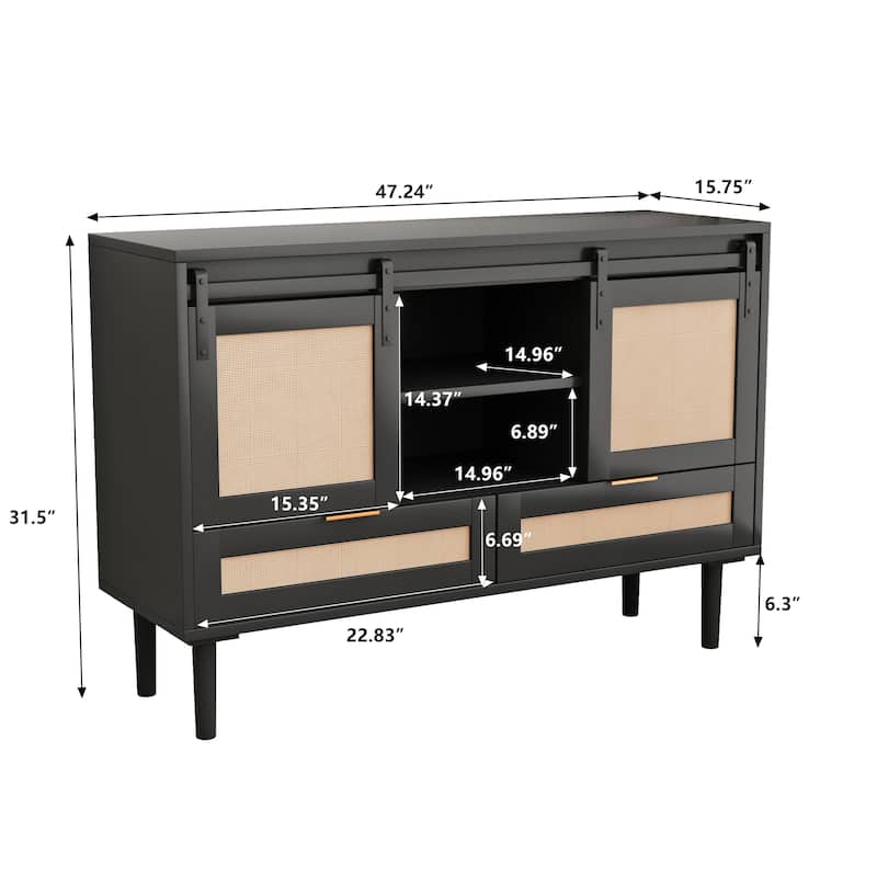 Sliding Barn Door Storage Cabinet - N/A