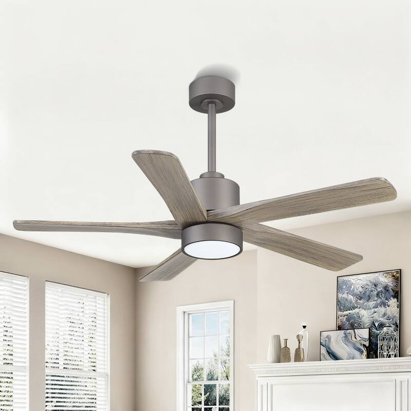 WINGBO 54" and 64" 5 ABS Blades DC Motor Indoor Ceiling Fan with Light & Remote - 48inch - Charcoal Grey
