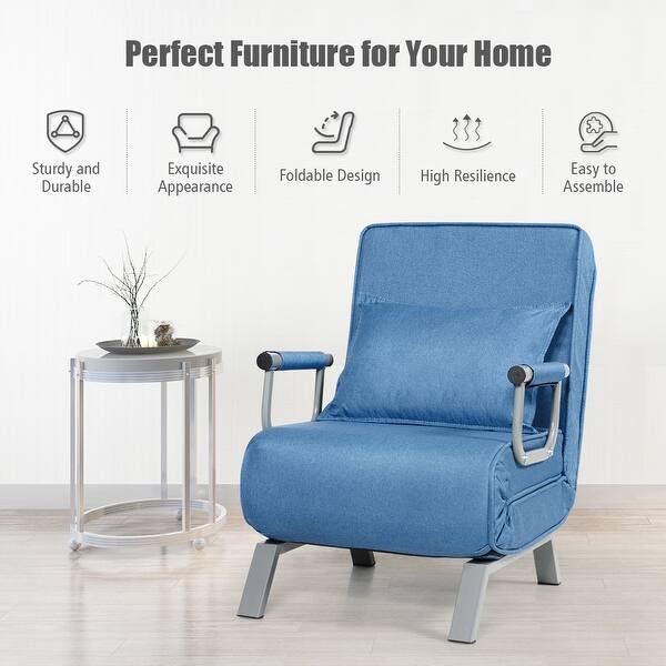Shop Costway Folding 5 Position Convertible Sleeper Bed Armchair