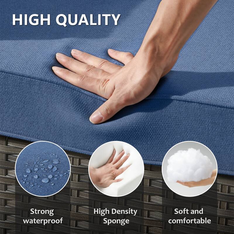 Meyreso Gray Wicker 3-Seat Patio Sofa with 4-Inch Thick Cushions