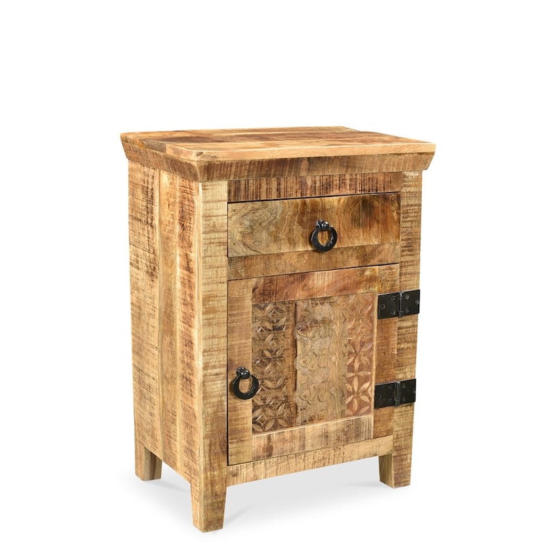 Handmade 1 Door and 1 Drawer Nightstand (India)