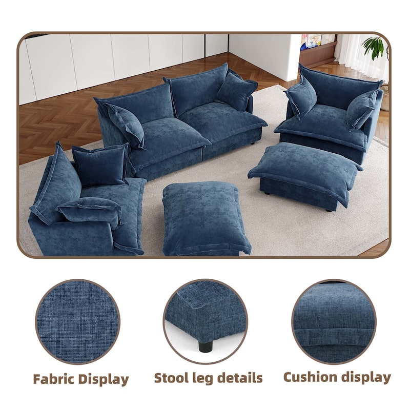 Double Layer Cushion Comfy Cloud Modular Sectional Sofa Set