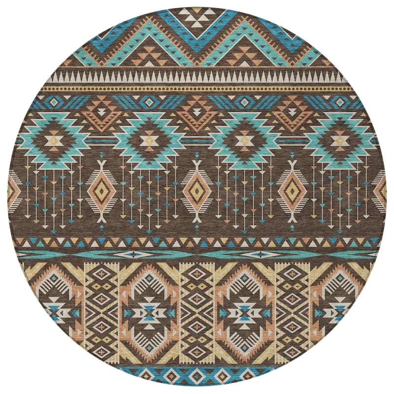 HomeRoots Aztec Transitional Rectangle Outdoor Rug
