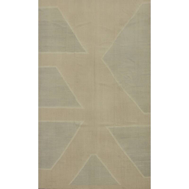 Hand Woven Oriental 100% Wool Carpet Southwestern Modern Beige & Ivories Kilim Area Rug - 9' 9'' X 6' 3''