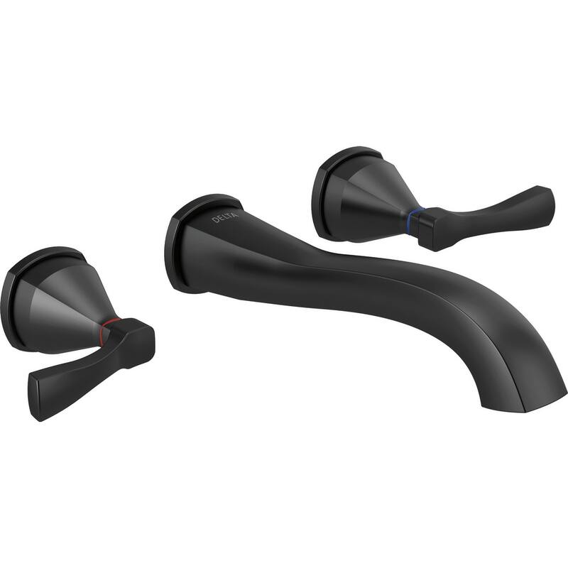 Delta Stryke 1.2 GPM Wall Mounted Widespread Bathroom Faucet with - Matte Black