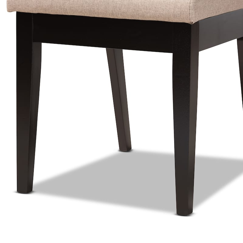 Suvi Modern and Contemporary Oak Wood Dining Set - Sand/Dark Brown