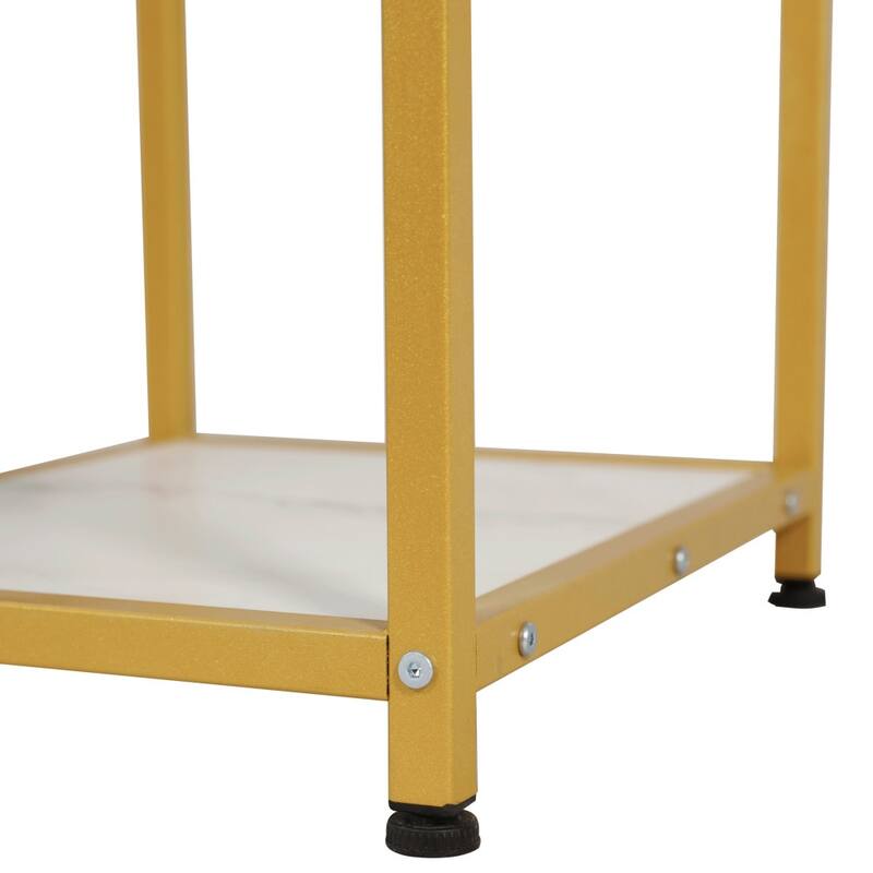 Modern Freestanding Metal Bar Table with Bottle and Stemware Storage