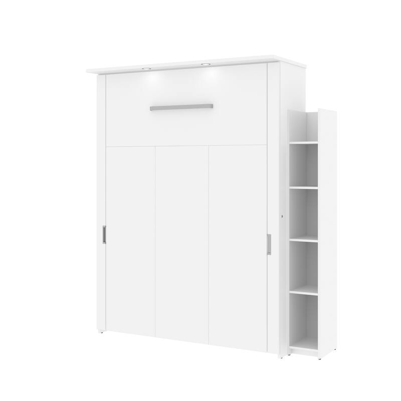 Lumina Queen Murphy Bed with Shelving Unit (76W) by Bestar - White - Queen