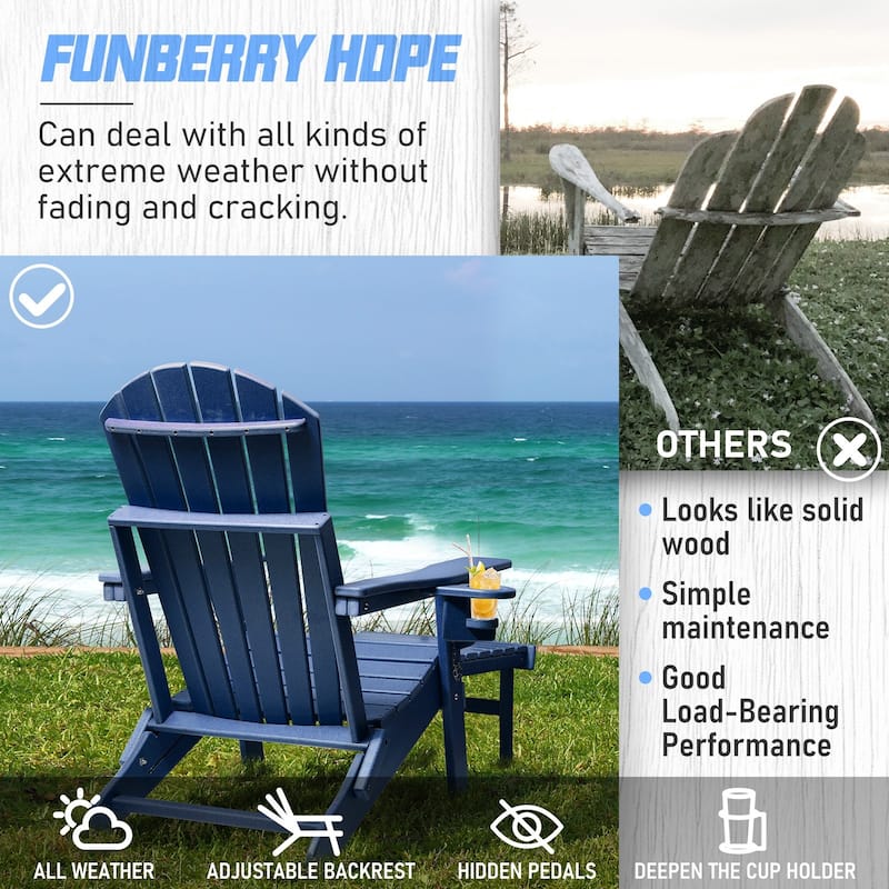 Vrakae Folding and Adjustable Adirondack Chair with Ottoman Set of 2