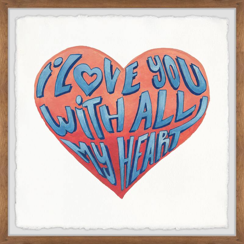 I Love You with All My Heart II Framed Wall Art, Elegant Home Touch - Sophisticated Artwork for Refined Décor